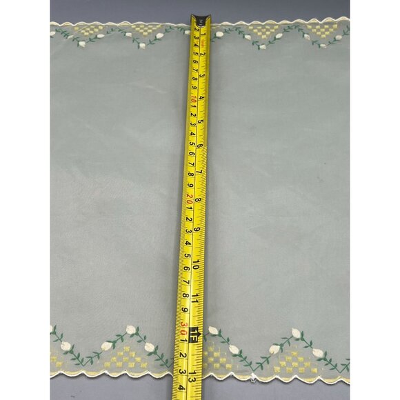 Sheer Hanky Yellow White Rose Rolled Hem Bridal Handkerchief Square 14" Delicate - Picture 8 of 10